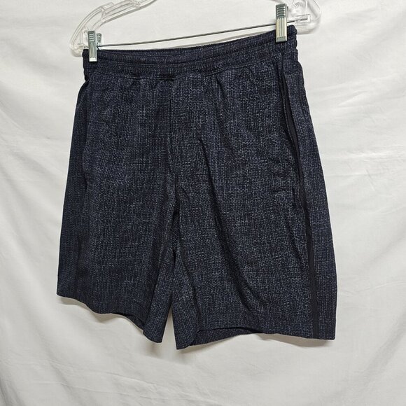 Lululemon Elastic Drawstring Waist Men Shorts Size M Black/Gray Unlined - Picture 10 of 15